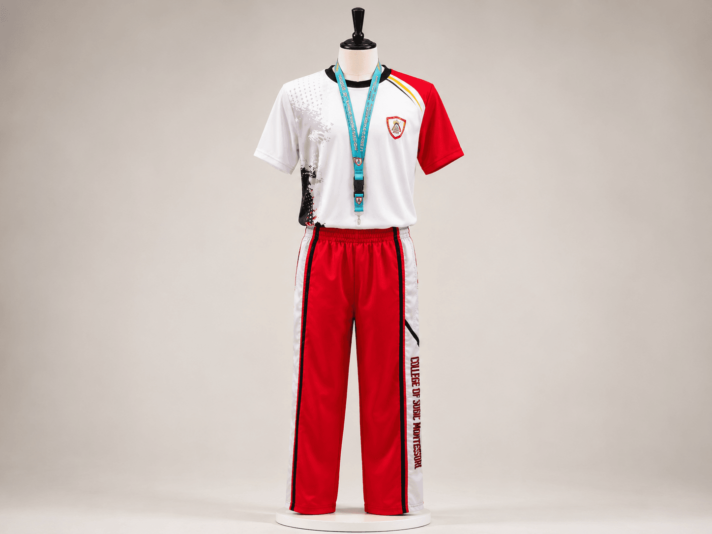 College of Subic Montessori PE uniform displayed on a mannequin
